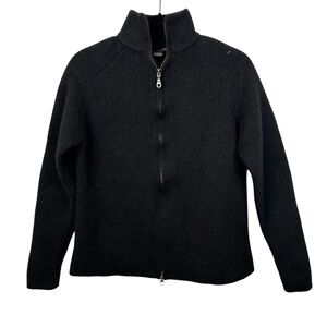 Eastside Westside Black 100% Wool Full‑Zip Sweater Men’s Large Classiccore